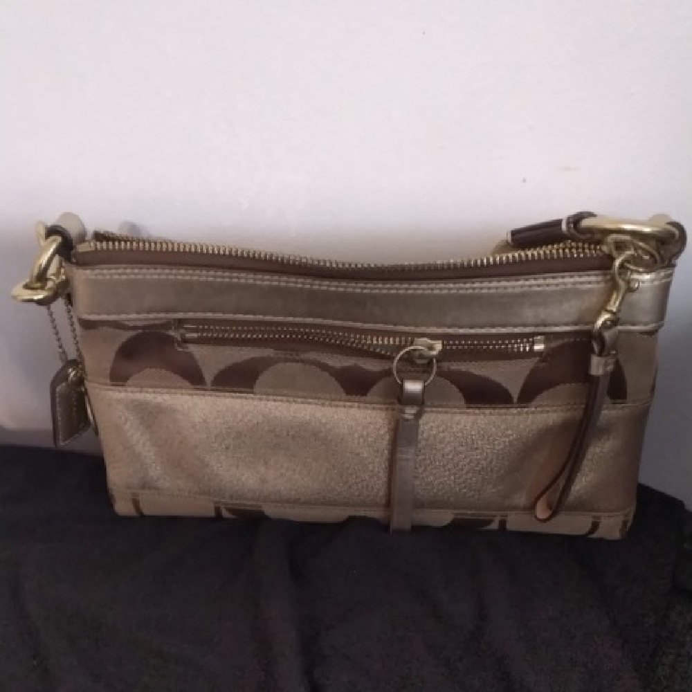 Coach Signature C Brown and Gold Mini Bag/Clutch